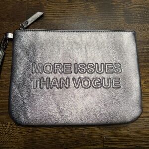 Metallic Silver Pouch with Text